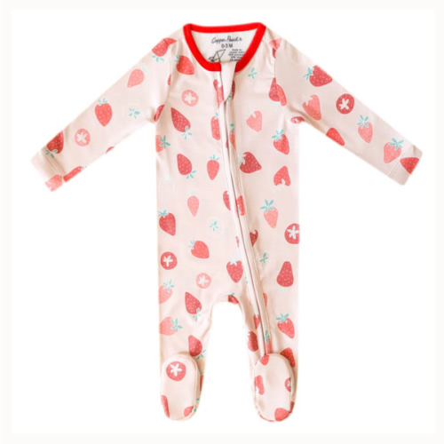 Zip-Up Footie Pajama - Strawberry – Copper Pearl