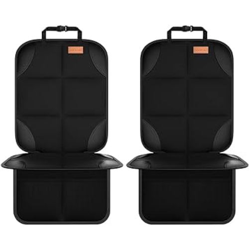 SMART ELF Car Seat Protector, 2Pack, Protect Child Seats with Thickest Padding and Non-Slip Backing Mesh Pockets for Baby and Pet