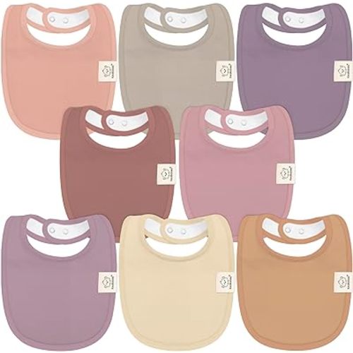 8-Pack Organic Baby Bibs for Boys, Girls - Soft Cotton Drooling and Teething Baby Bibs, Baby Girl Bibs, Baby Boy Bibs, Baby Drool Bibs for Baby Girl, Boy, Newborn Infant Bibs(Mauve)