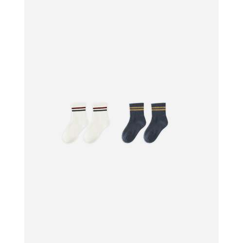 Stripe Socks, 2-pack || Ivory, Navy | 0-6M