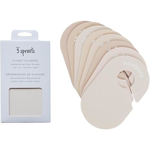 3 Sprouts Baby & Toddler Hanger Closet Dividers Set of 8 - Durable Baby Clothes Organizer, Nursery Closet Organization for Baby Clothing by Size or Age from Infant to Toddler Boy & Girl - Neutral