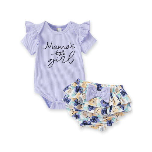PatPat Baby Girl Outfits Violet Summer Bodysuits with Headbands for 0-6 Months