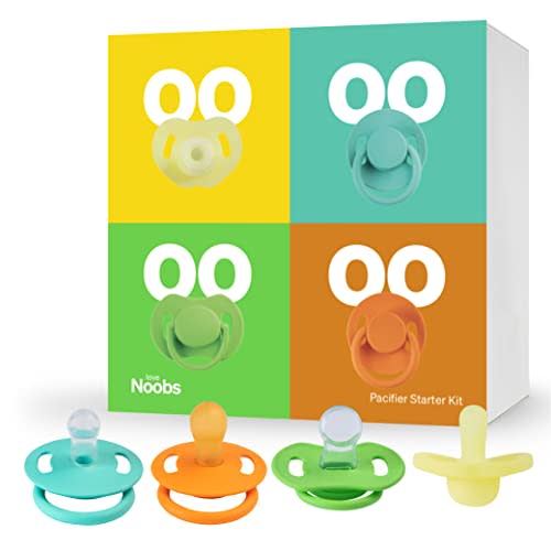 Love Noobs Pacifiers 0-6 Months, Baby Pacifier Starter Kit, Newborn Silicone Pacifier, Natural Rubber Pacifier 0-3 Months, Orthodontic Pacifier, Teething Pacifiers Soothers, 4 Pack, Baby Registry Gift