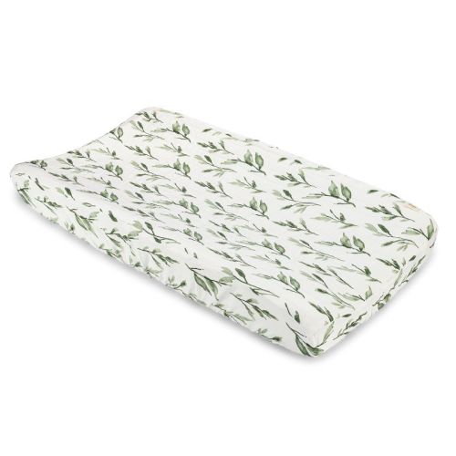Crane Baby Cotton Quilted Changing Pad Cover, Color: Parker Leaf