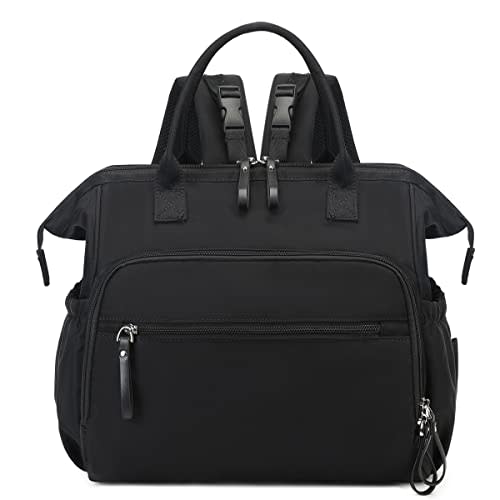 LORADI Convertible Diaper Bag Tote, Wide Open Top 14 Pockets Nappy Changing Backpack with Stroller Buckle, Water-resistant