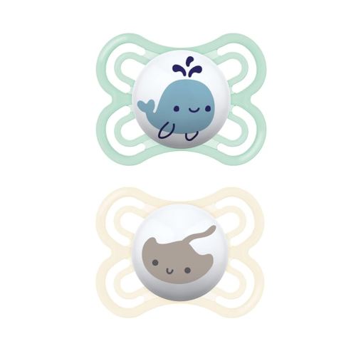 MAM Perfect Baby Pacifier, 2 Pack, Blue/Beige