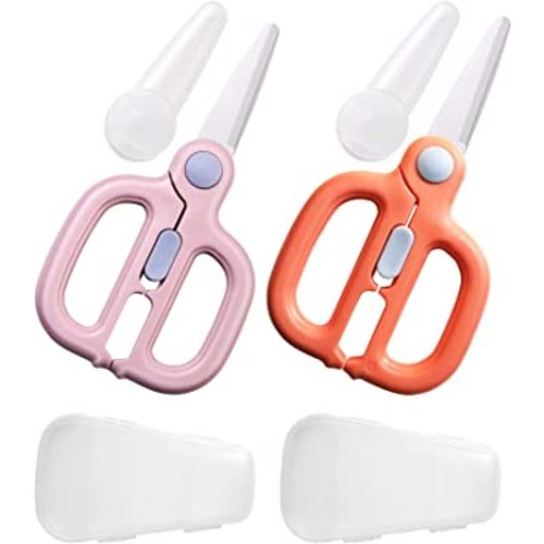 Artenny Baby Food Scissors Kids with Case Travel, Ceramic Kitchen Scissors  for Food with Safety Lock, Baby Food Cutter, BPA Free (A)