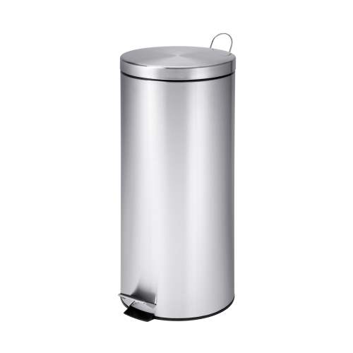 Honey Can Do 8 Gallon Trash Can, Round Step On Kitchen Trash Can, Stainless Steel