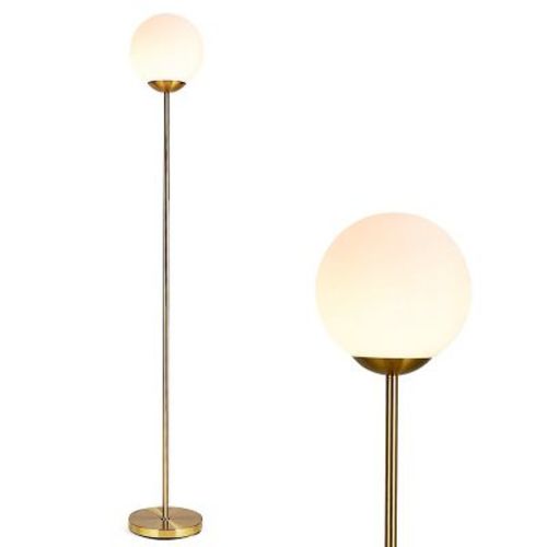 Costway 67'' Frosted Glass Globe Floor Lamp w/ 9W LED Bulb for Living Room Bedroom Office
