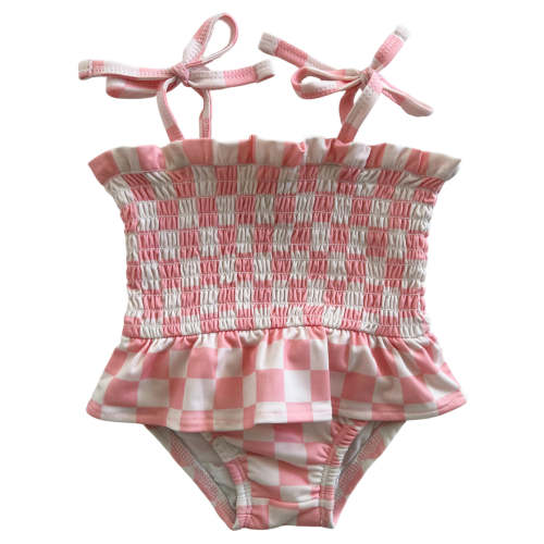 Strawberry Shortcake Checkerboard / Soleil Swimsuit / UPF 50+