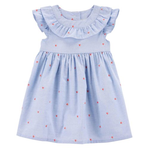 Blue Baby Heart Print Flutter Babydoll Dress | oshkosh.com 12Mo