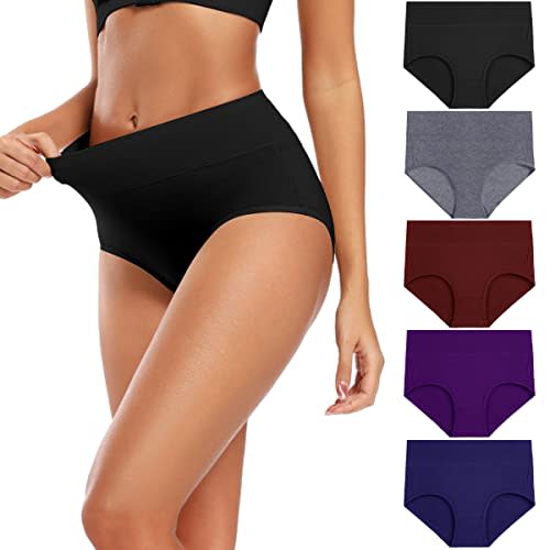 Molasus Women's Cotton Underwear High Waisted Full Coverage Ladies Panties (Regular & Plus Size)