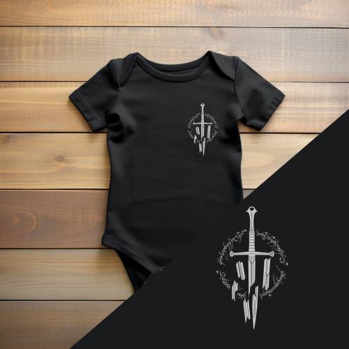 LOTR Narsil baby bodysuit // Babygrow, Nerdy Baby Gifts, Baby Shower, Gift Idea,