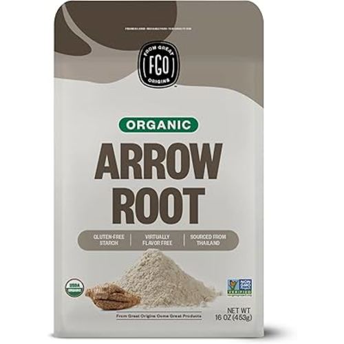 FGO Organic Arrowroot Powder, 16oz (1 Pound), USDA Organic, Non-GMO Natural Thickener, Gluten-Free, Dairy-Free, Flour or Corn starch Substitute