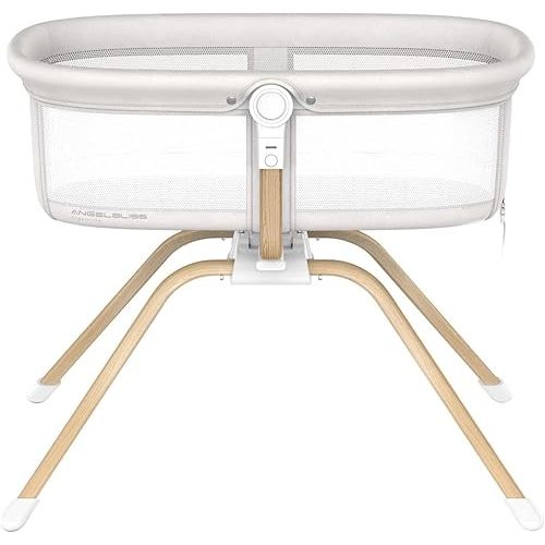 ANGELBLISS 3 in 1 Rocking Bassinet & Baby Bassinet Bedside Sleeper, One-Second Convert Travel Portable Bassinet Newborn Baby (White)