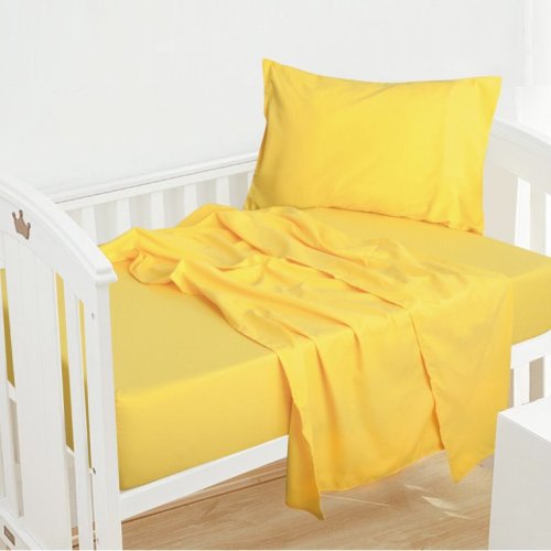 NTBAY 3 Piece Microfiber Toddler Sheet Set, Soft and Breathable Toddler Bedding Set, Yellow