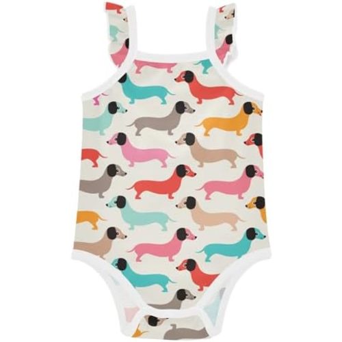 Ollabaky Baby Girls' Bodysuit Cotton Sleeveless Ruffle Newborn Clothes for 0-24 Months