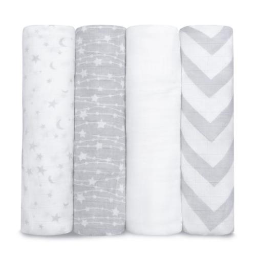 Baby Muslin Swaddle Blankets, 4 Pack - Grey – Comfy Cubs