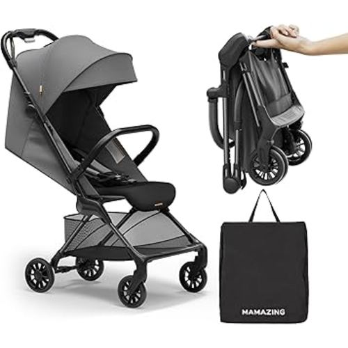 MAMAZING Ultra Air X Travel Stroller - Ultra-Lightweight Under 10 lbs, Carbon Fiber Frame & Airplane Friendly, Lightweight Stroller with Reclining Seat, UPF 50+ Canopy & Travel Bag