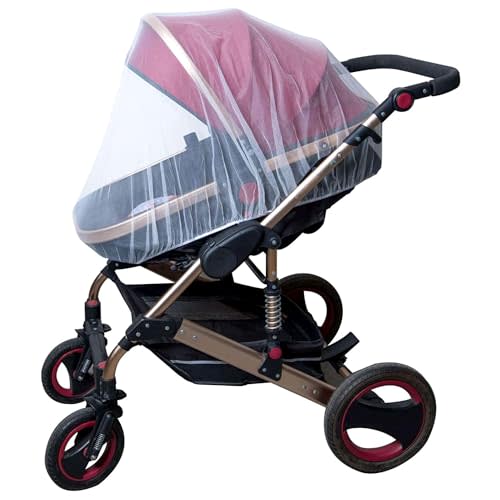 Enovoe Mosquito Net for Baby Stroller and Crib - Durable Mesh Bug Net Cover with Elastic Edge - Fits Strollers, Bassinets, Playards, and Mini Cribs - Travel Essential for Newborns - 63x64-Inch (White)