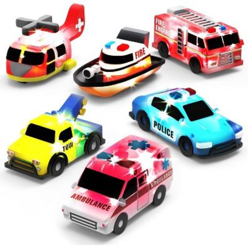 Tub Works Emergency Cars Light Up Bath Toys, 6 Pack