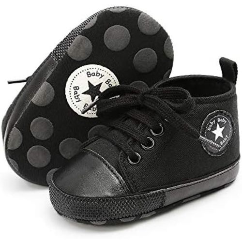 KIDSUN Unisex Baby Boy Girl Canvas Sneaker Soft Sole Infant Lace up Newborn Ankle Toddler First Walkers Crib Shoes