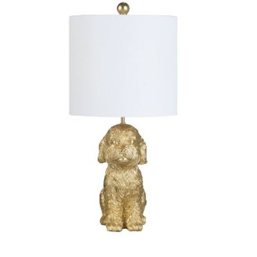 Crestview Collection 23.5"H Gold Resin Doodle Dog Table Lamp With Shade