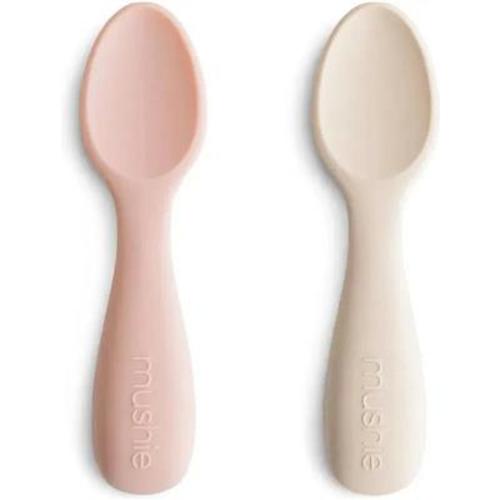 Mushie - Silicone Toddler Starter Spoons, 2 Pack,Blush Shifting