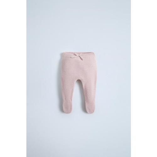 KNIT FOOTED LEGGINGS WITH BOW
