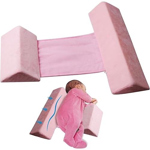 BIKBOK Positioning Wedge Pillow Side Sleeping Belt Connection,Elevated Support Wedge Pillow for Legs and Back Support with Removable Washable Cover (pink01)