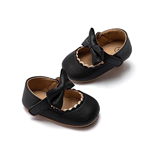 Meckior Infant Baby Girls Soft Sole Bowknot Princess Wedding Dress Mary Jane Flats Prewalker Newborn Light Baby Sneaker Shoes