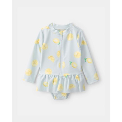 Baby Girl 1-Piece Lemon Rashguard Swimsuit - Blue | Carter's