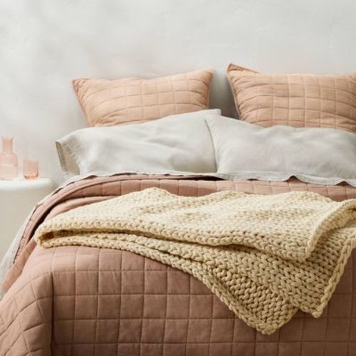 50"x70" Oversized Solid Bed Throw Warm Brown - Casaluna™: Acrylic, Knitted, Reversible, Oeko-tex Certified