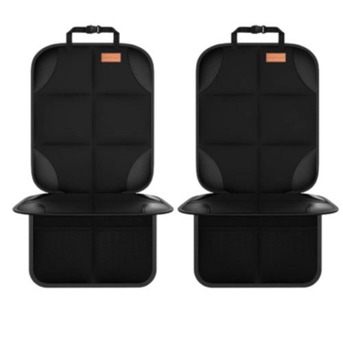 Car Seat Protector, Large Auto Protector for Child Seats with Thickest Padding and Non-Slip Backing Mesh Pockets for SUV, Sedan, Truck, Leather and Fabric - Black