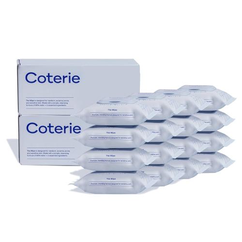 Coterie Baby Travel Size Wipes for Sensitive Skin, Plant-Based and Plastic-Free Fibers, 99% Water, Hypoallergenic, pH Balanced, Unscented, Clean and Gentle Baby Essentials, 16 Travel Packs, 288 Count