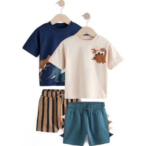 Kids' 4-Piece Mix & Match Dinosaur T-Shirt & Shorts Set, 1.5-2Y