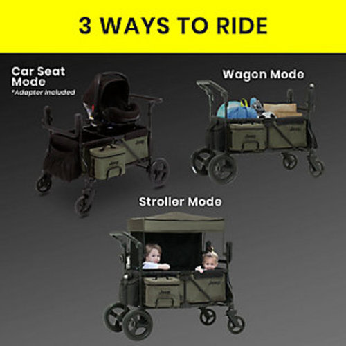 Delta Children Jeep Deluxe Wrangler Wagon Stroller With Cooler Bag And Parent Organizer