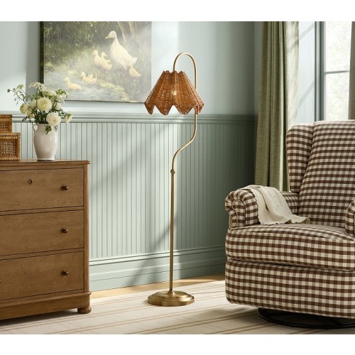 Chris Loves Julia Ruffle Rattan Floor Lamp (60")