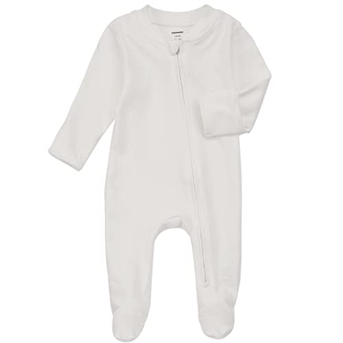 Aablexema Organic Cotton Baby Footie Pajamas with Mittens Newborn Soft Zip Sleeper