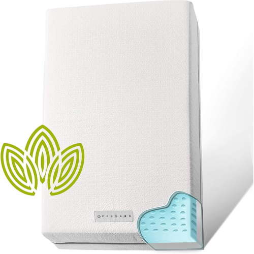 Organic Cotton 2-Sided Crib Mattress | Waterproof Washable Protector w/Ventilated Foam Lining| Light 2-in-1 Baby Mattress w/Firm Support for Infant & Soft CertiPUR Foam for Toddler | 52 x 27 x 4”