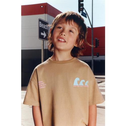 WAVE PRINT T-SHIRT - Light brown | ZARA Australia