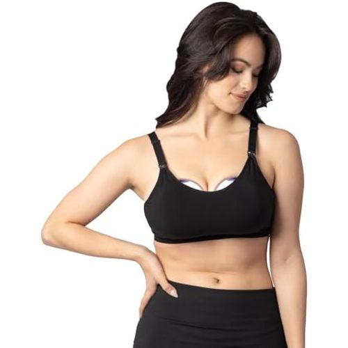 Lansinoh Kindred Bravely, Nursing Bra and Wearable Pumping Bra, Fits Discreet Duo Breast Pump, Sizes 32A-44I, Black
