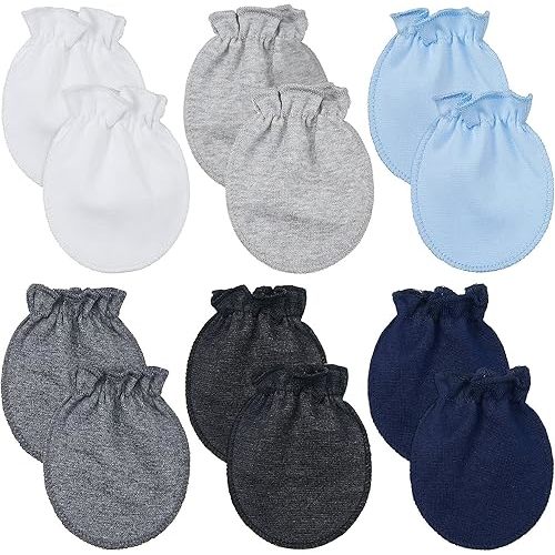 6 Pairs Newborn Baby Mittens No Scratch Infant Gloves Mitten for Baby 0-6 Months