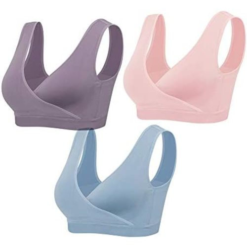 Lemef Nursing Sleep Bras Wirefree Maternity Breastfeeding Bras 3 Pack