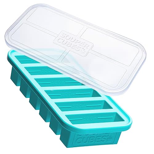 Souper Cubes 1/2 Cup Silicone Freezer Mold, Perfect for Storing Soups, Sauces, Juices, Desserts, Smoothie Prep and More, Freezer Portion Mold for Meal Prepping - Aqua - 1-Pack