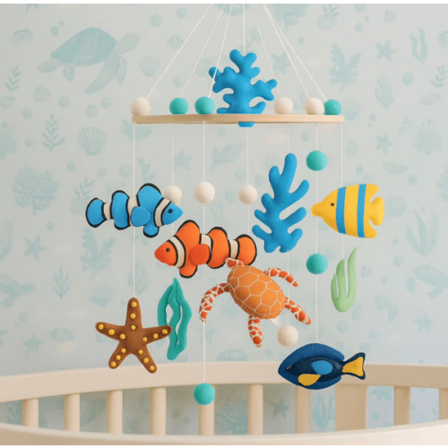 Ocean Baby Mobile with Coral Reef Fish & Sea Creatures | Handmade Nursery Crib Mobile | Perfect Baby Shower Gift - Cozybabywear