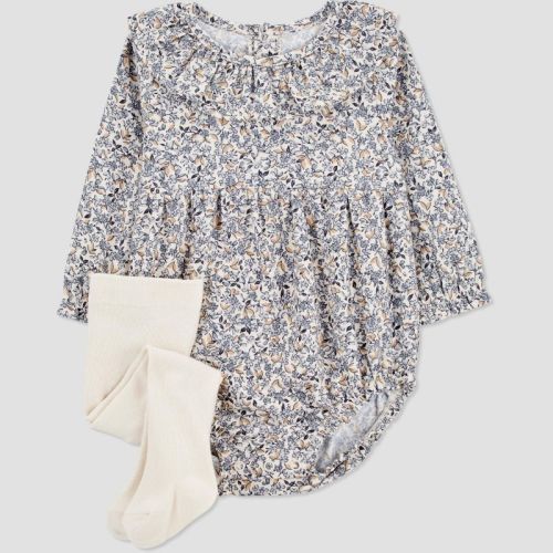 Carter's Just One You®️ Baby Girls' 2pc Floral Romper With Tights - Blue 3m