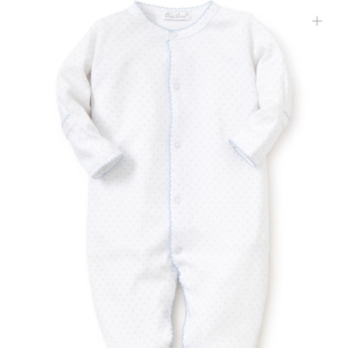 White/Blue New Kissy Dots Print Footie