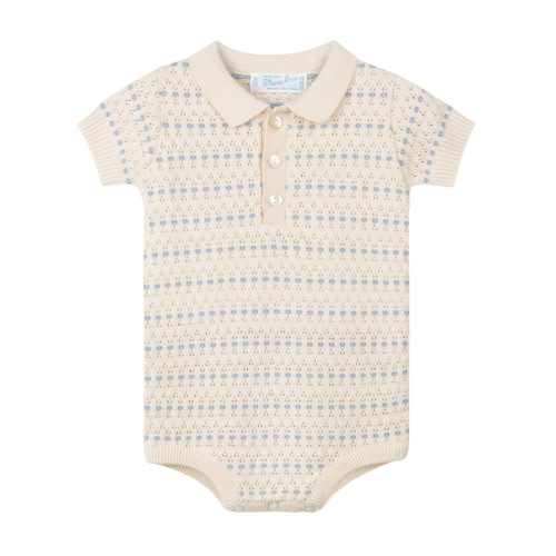 Boys Pointelle Jacquard Knit Romper