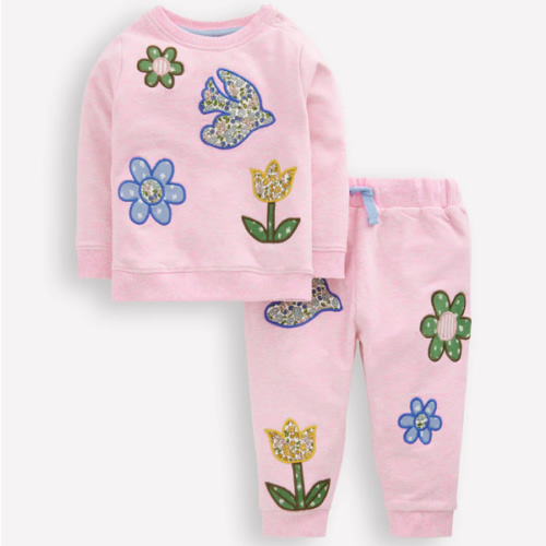 Applique Sweatshirt Set-Pink Floral Patchwork | Boden USA